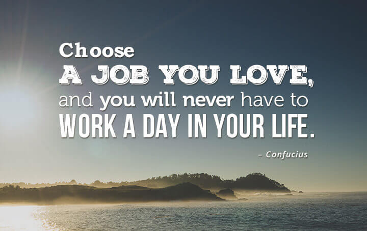 Choose a job you love, and you will never have to work a day in your life. - Confucius